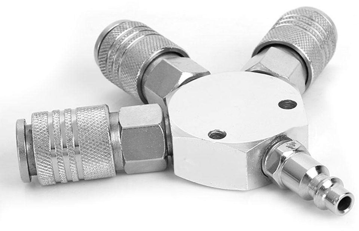 Dailygoods - Spruitstuk Snelkoppeling - Luchtslang Adapter - Duurzaam en Praktisch Ontwerp - Zilver - Connector Splitter - Geschikt voor Klussen - Klein