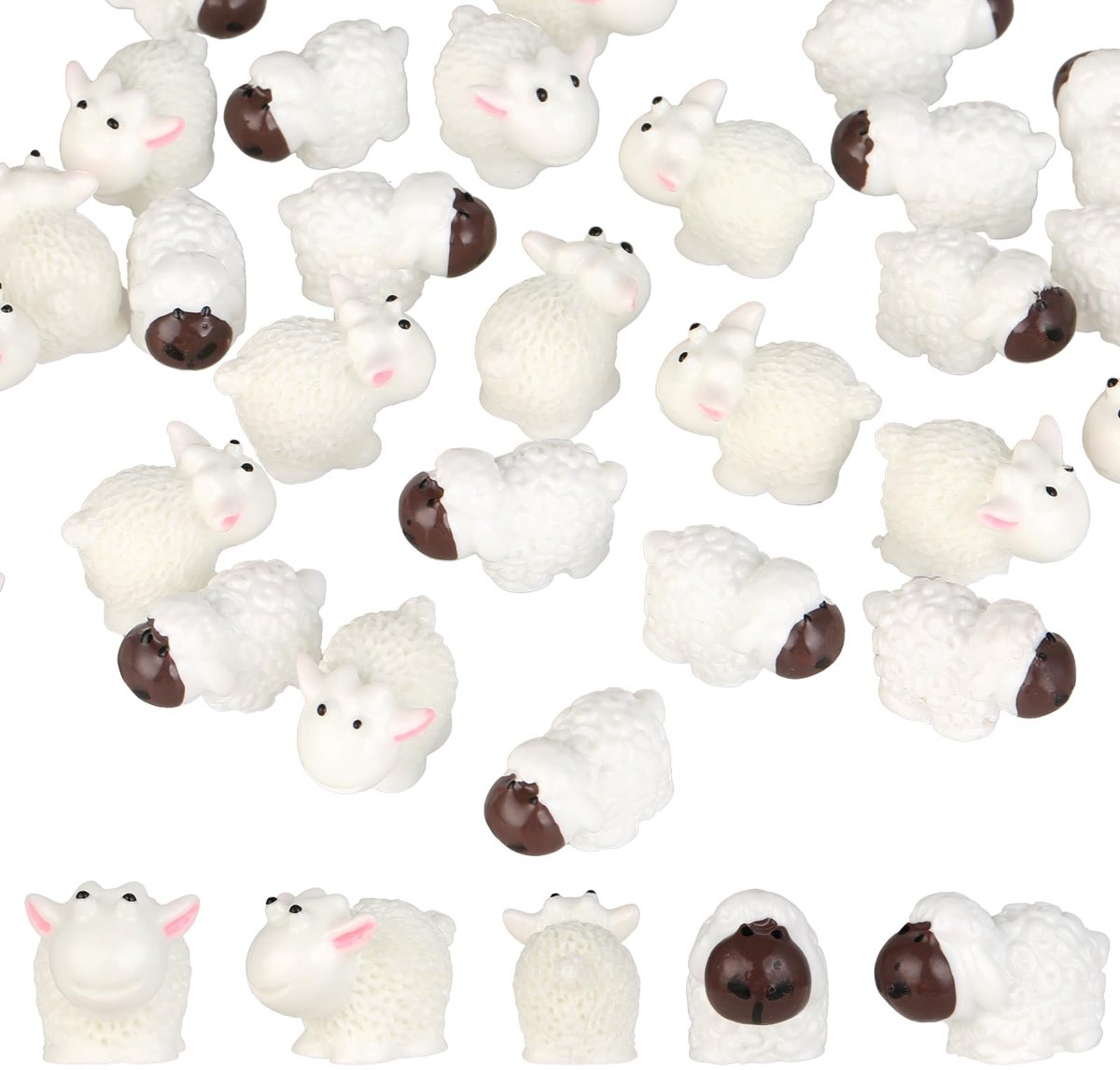 Dailygoods- Miniatuur Schaap Set van 30 - Hars Figuren - Decoratie voor Miniatuurtuin - Moslandschap - DIY-Handwerk - Betrouwbaar Materiaal - Schaap Ornament