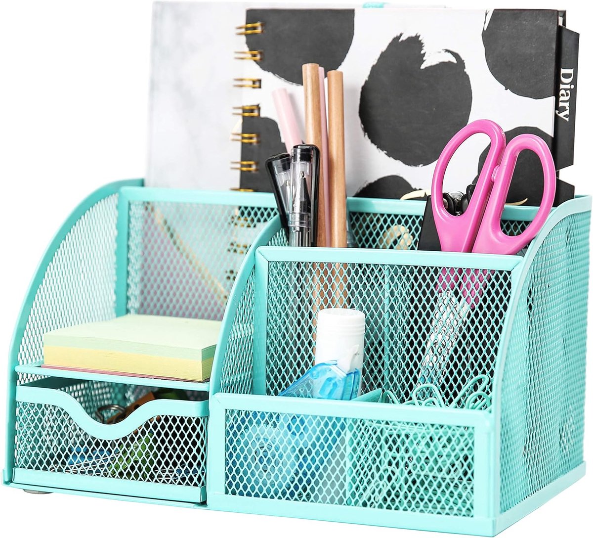 Thijox - Bureau-organizer, Lade-organizers, Mesh Pennenhouder, Multifunctionele Organizer, 7 Vakken, Duurzaam Metaal, Kantoor, Thuis