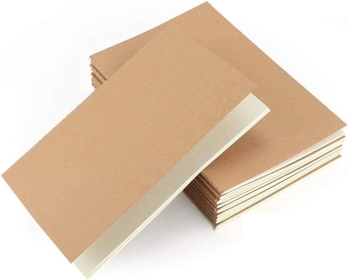 SnelShoppen - Notitieboek A5 Pack van 10, Blank/Lined (60 Pagina's) Kraft Soft Cover, Perfect voor Notities, Schrijven, Tekenen, Memos en Graffiti