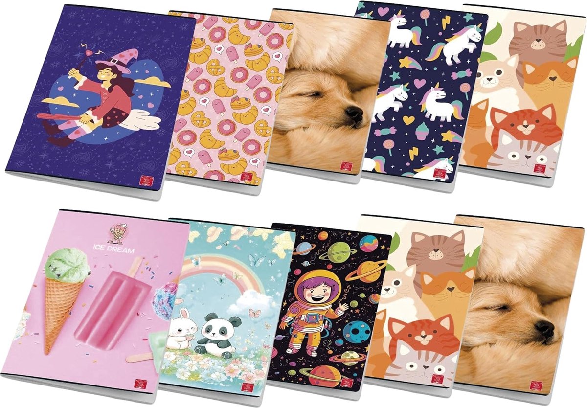 SnelShoppen - MAXI Assortiment UV Meisjes Omslagen 42FF/SH - Trendy Beschermhoezen voor School, Creatief, Kleurig, Meisjes, Diverse Ontwerpen, Ideaal