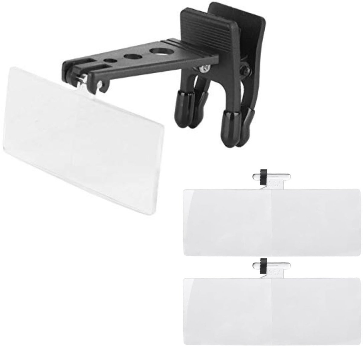 Dailygoods- Vergrootglas 1,5x/2,5x/3,5x Vergroting - Clip-on - Kunststof Behuizing - Verstelbare Afstand - Lensgrootte 75x28 mm - Comfortabel Gebruik - Loep
