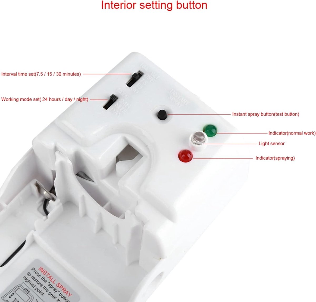 Automatische Luchtverfrisser Dispenser voor Wandmontage, Batterijgevoed, Ideaal voor Hotel en Toilet, 3 Intervalinstellingen, Compact Ontwerp 19.5x8.5x8cm