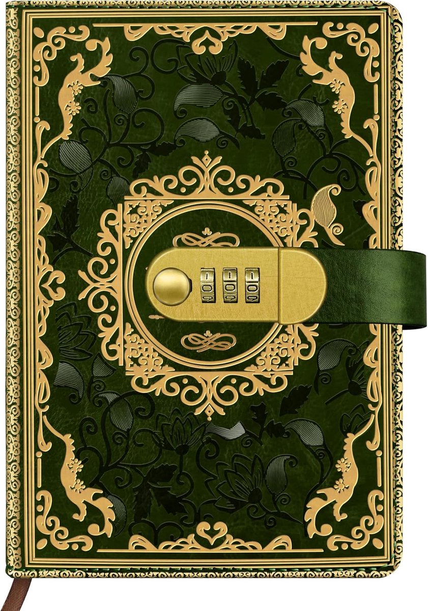 SnelShoppen - Vintage Dagboek met Slot A5 PU Leer, Retro Bloem Motief, 200 Pagina's, 100Gsm Papier, Luxe Leefstijl Journal voor Volwassenen, Perfect v