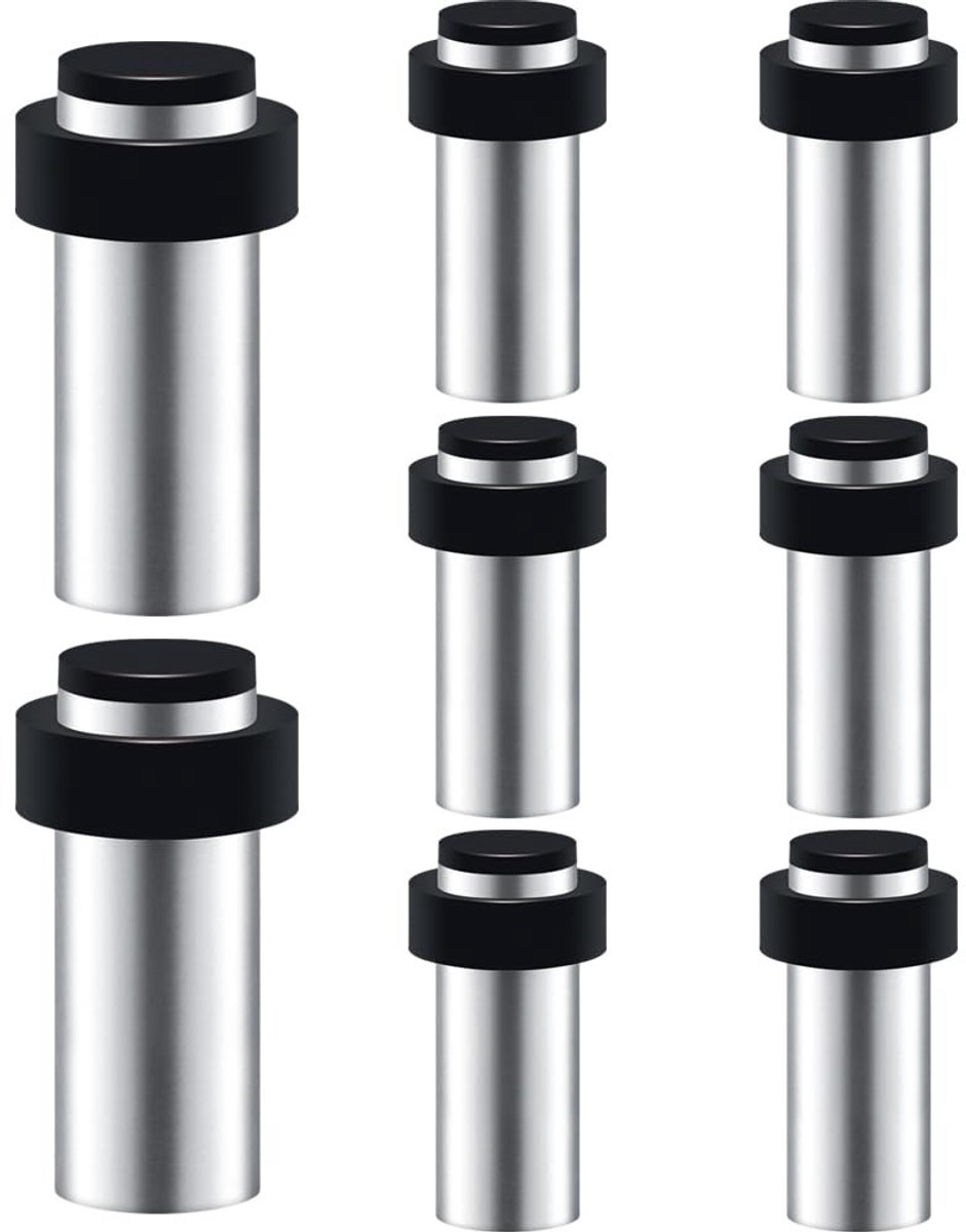 Inovra- Deurstopper Roestvrij Staal - 8 Stuks - Wandmontage - Rubber Stootrand - Hoogte 80mm - Duurzaam en Corrosiebestendig - Deurstoppers