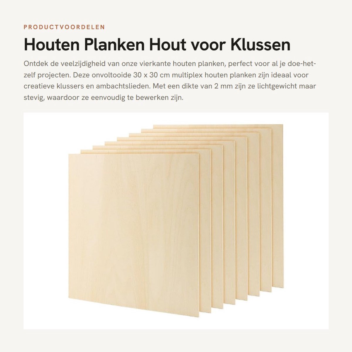Inovra- Multiplex Houten Plank 30 x 30 x 0,2 cm - 8 Stuks - Vervormingsbestendig - Glad Gepolijst - Doe-het-zelf Projecten - Duurzaam Hout - Houten Platen