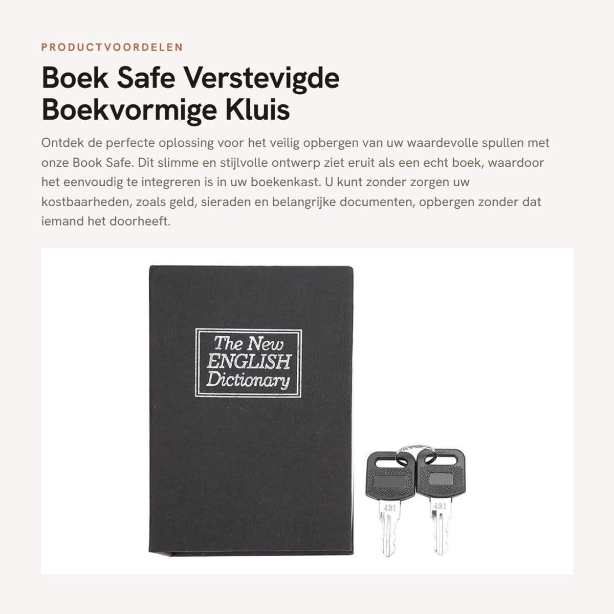 Inovra- Boeksafe Met Combinatielock - Stalen/Plastic Kluis - Verstevigd - Voor Waardevolle Spullen - 11.5 x 8 x 4.5 cm - Inclusief Sleutels - Versteekboek
