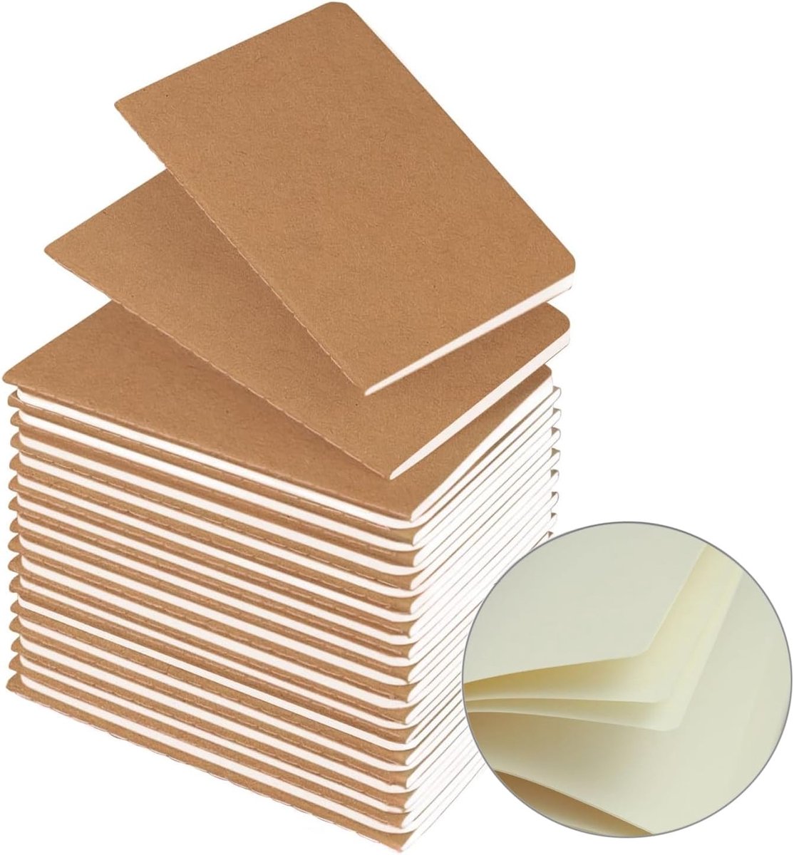 SnelShoppen - Set van 20 Kraft notitieboekjes A5 gestippeld, 60 pagina's (30 vellen) voor kantoor, school en reizen - 21 x 14 cm