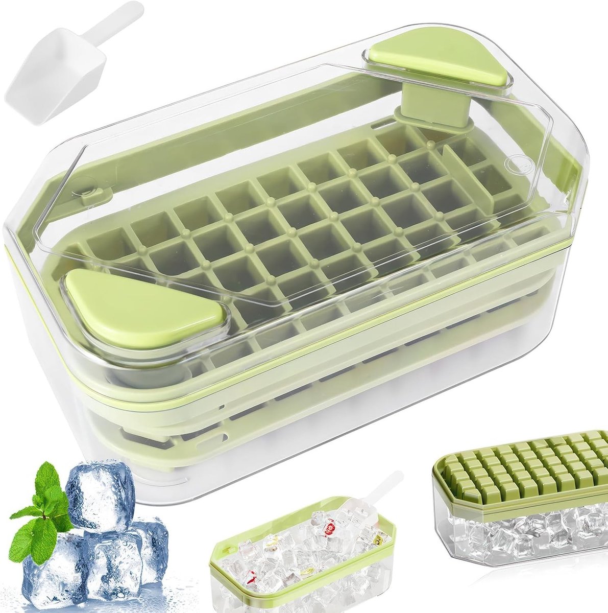 IJsblokjesvorm met Deksel, 100 Stuks IJsblokjesvormen met Lepel, Voedselveilige IJsblokjesmaker voor IJsblokjes en IJsemmers, Perfect voor Cocktails en Drankjes