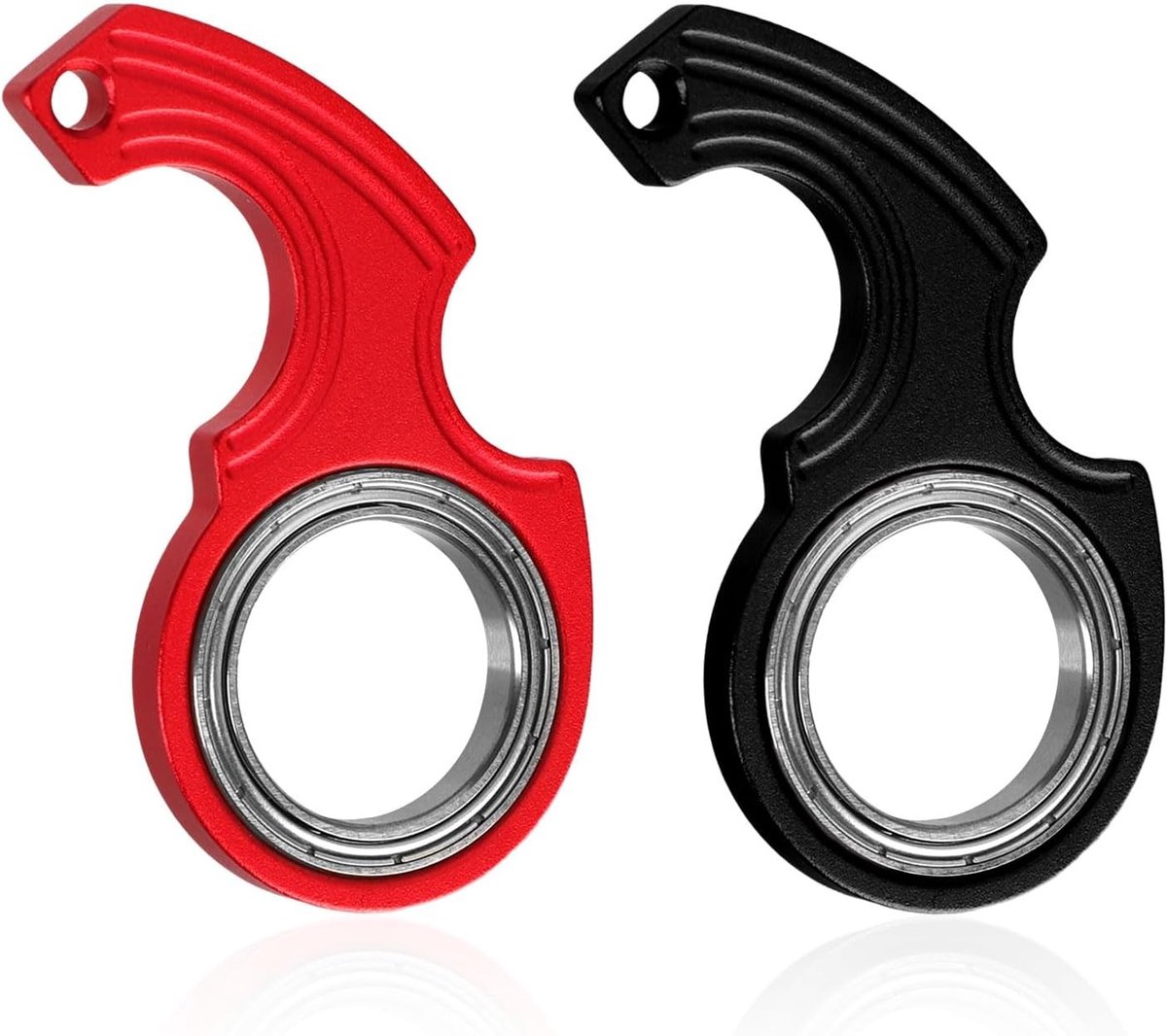 Set van 2 Spinner Sleutelhangers voor Kinderen en Volwassenen - Stressverlichting en Speelgoed voor Ontspanning (Zwart, Rood)