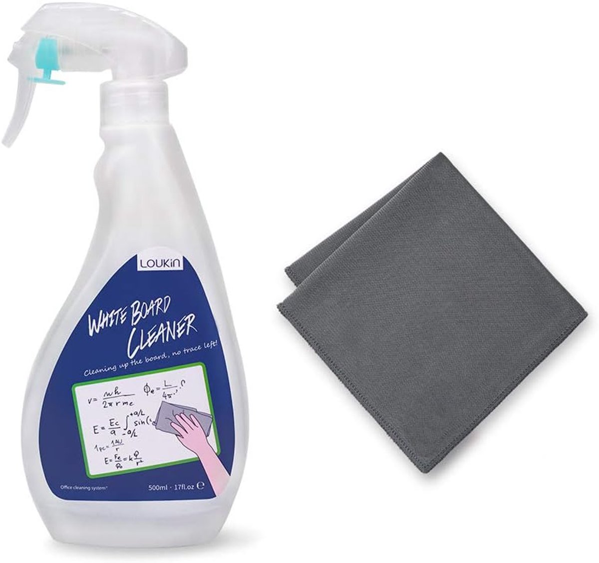 Thijox - Niet-giftige Whiteboard-Reiniger 500 ml - Geurarme Dry Erase Board Cleaner met Doek - Verwijdert Hardnekkige Vlekken van Whiteboards en Krijt
