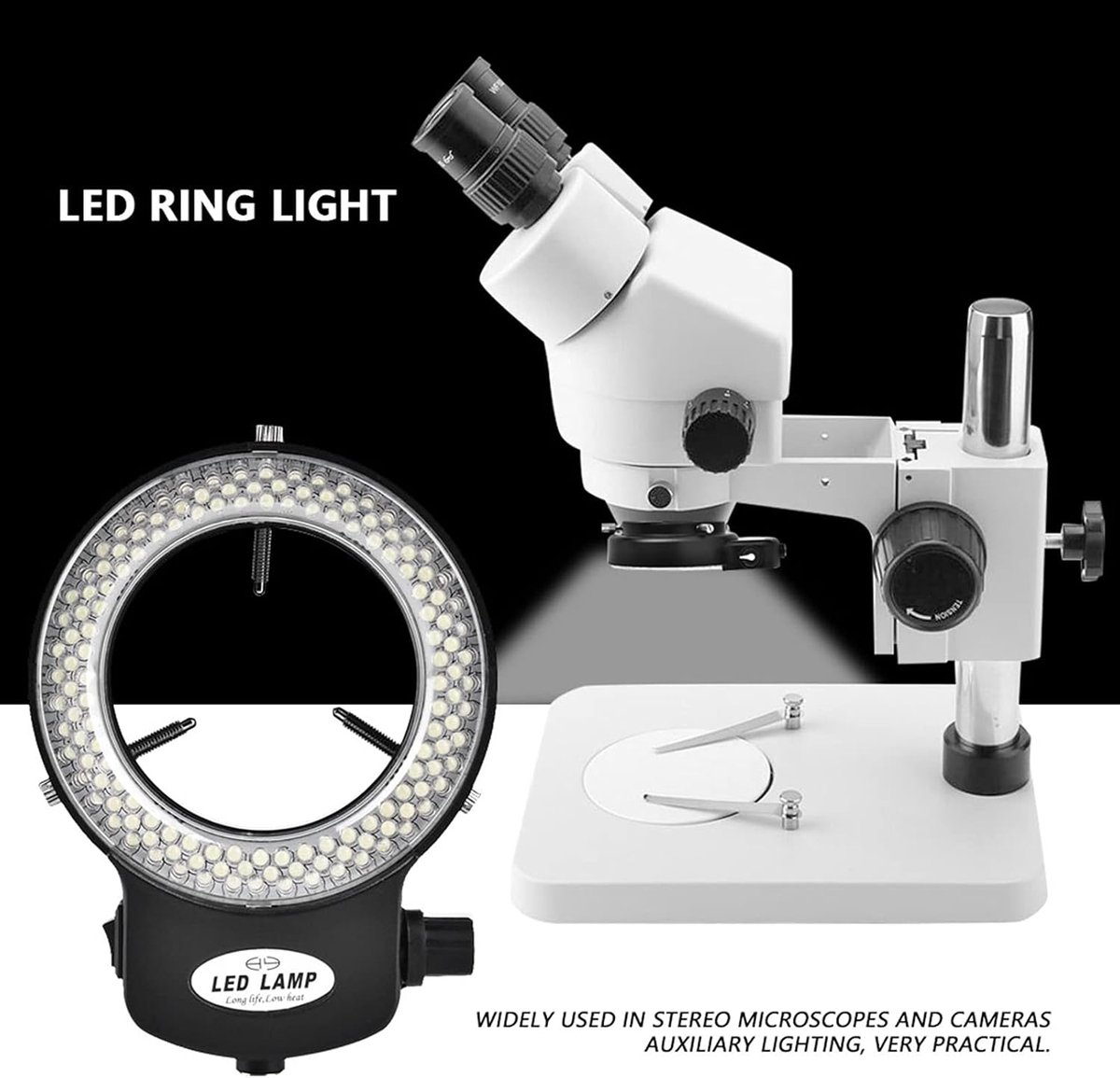 Thijox - Led-camera-lichtring met 144 LED-kralen, instelbare helderheid tot 18.000 lux, zwarte ringlamp voor microscopen en camera's, ideale verlichti thumbnail 3