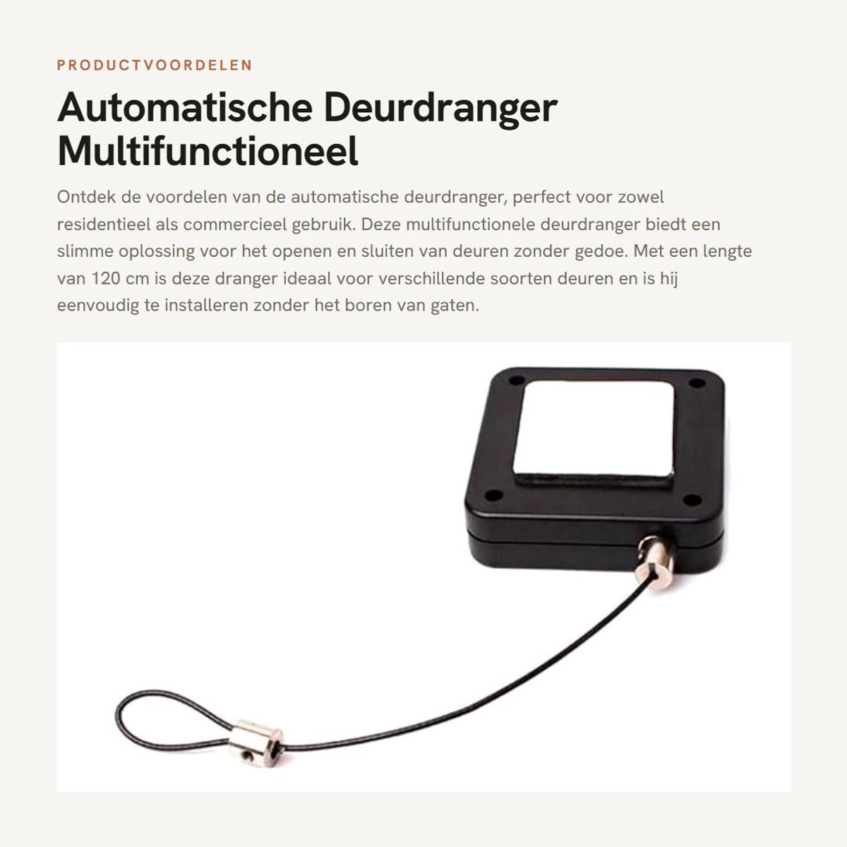 Inovra- Deurdranger Automatisch - Multifunctioneel - 120 cm - Punchvrije Installatie - Geschikt voor Houten/Metalen Deuren - Hoge Temperatuurbestendigheid - Deursluiter
