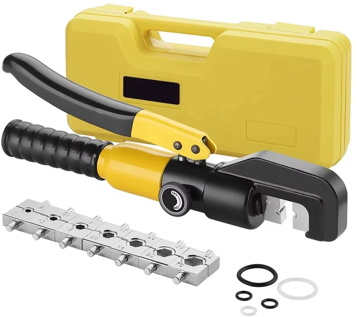 Stervia Hydraulische Krimptang - 360 Graden Draaibare Krimpkop - 7 Krimpmatrijzen - Kabeldikte 4 t/m 70 mm² - Met Koffer