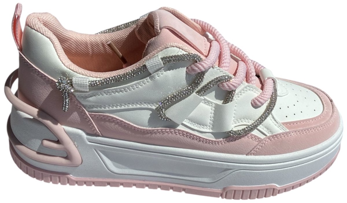 Dames Platform Sneakers - Roze/Wit - Maat 38 - Lage Sneakers