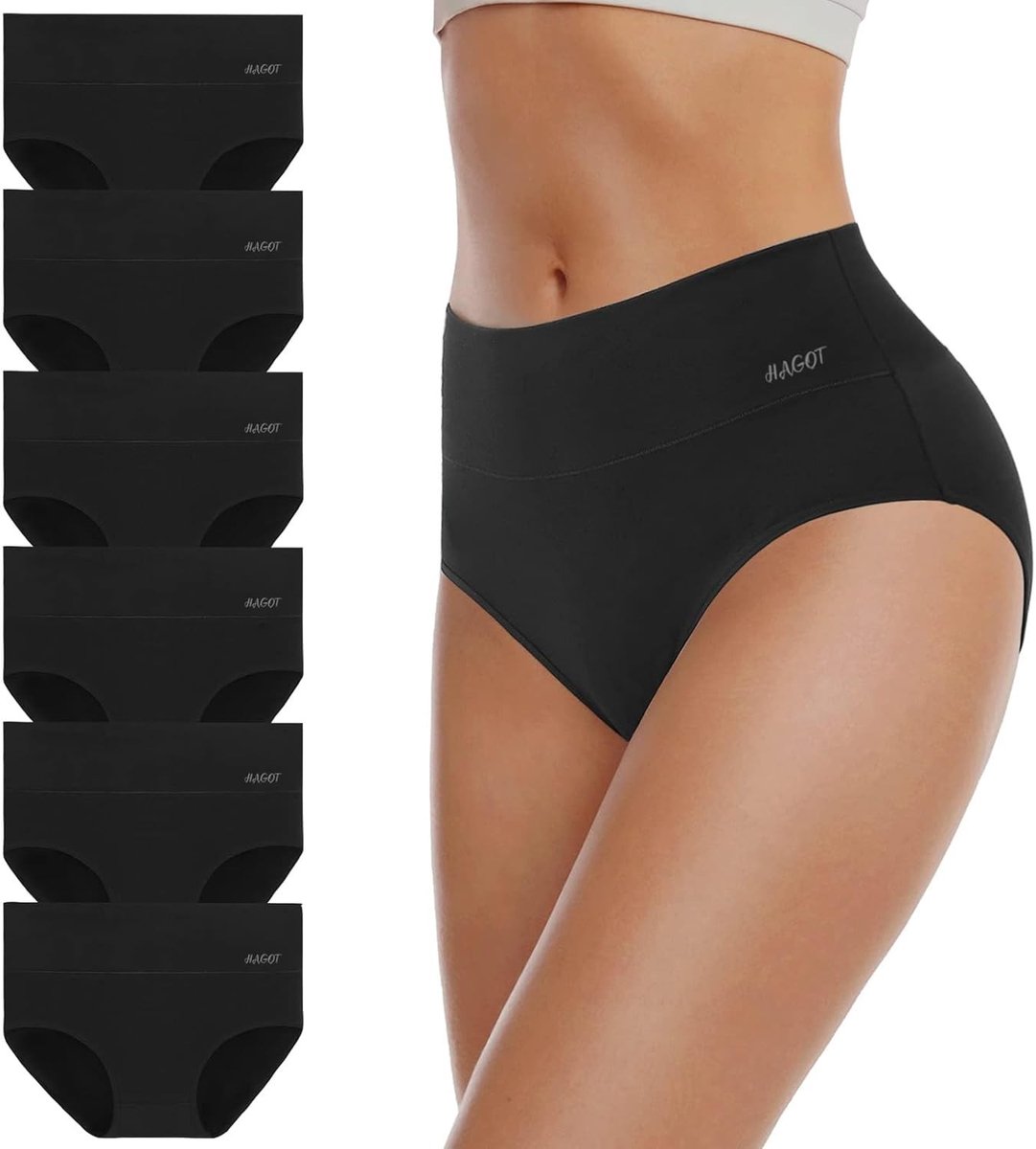 6 Pack Hoge Taille Katoenen Ondergoed, Rekbare Comfortabele Slipjes met Volledige Rugbedekking, Ideaal voor Dagelijks Gebruik
