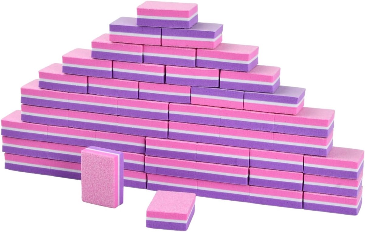 Thijox - 50 stuks Mini Nagelvijlen, Dubbelzijdige Buffer 100/180, Schuurblokken en Polijstblok voor Professionele Manicure en Nagelverzorging