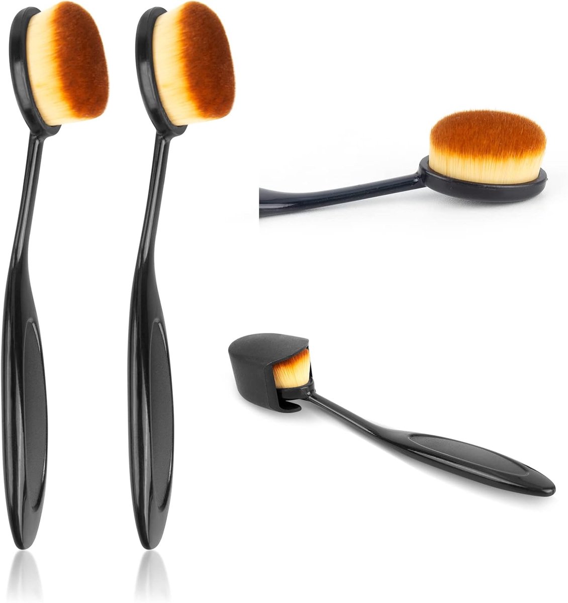 SnelShoppen - Makeup Borstels Set - Liquid Brush, Foundation Brush, Contour Borstel - Oval Brush voor Mixen en Contouren - Geschikt voor Vloeistoffen