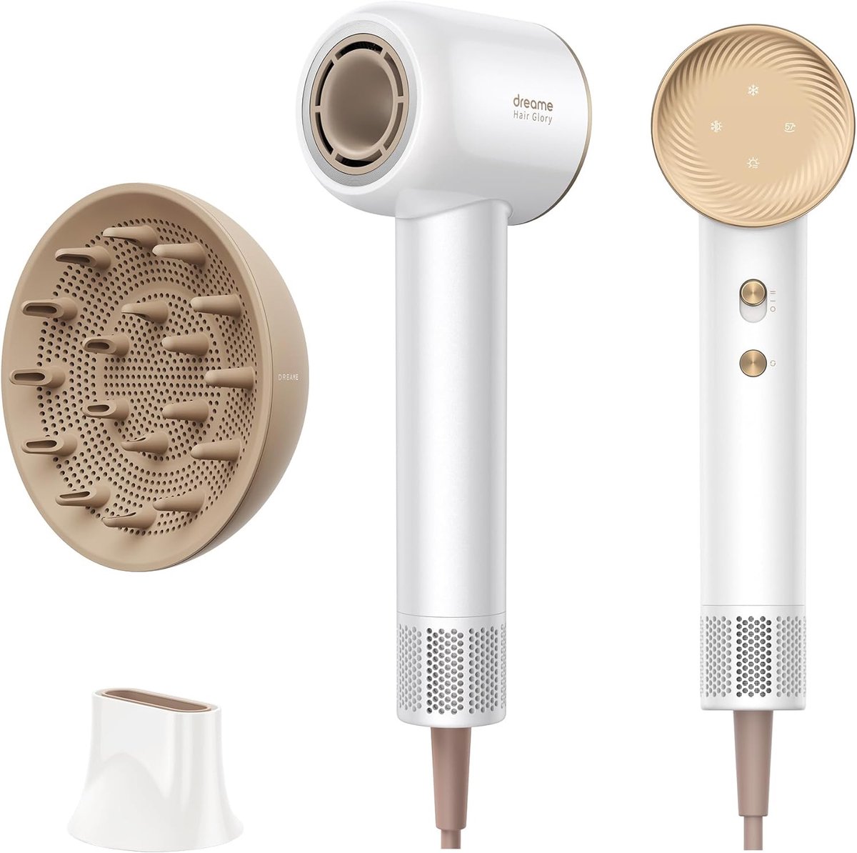 Thijox - Dreame Hair Glory Combo Haardroger - Sneldrogend, 110.000 RPM Motor, 70m/s Luchtstroomsnelheid, Negatieve Ionen Technologie, Lichtgewicht, Te