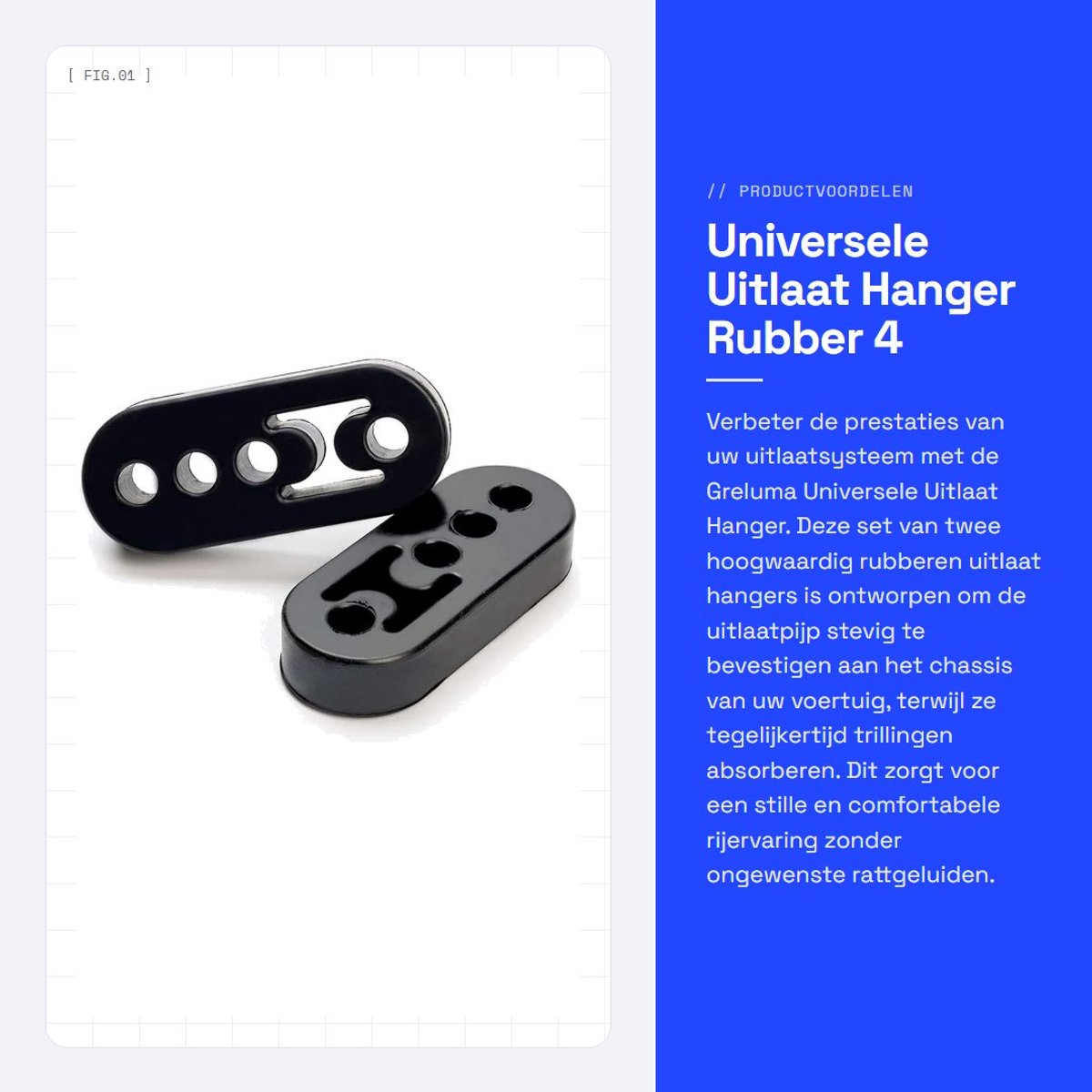 Dailygoods- Uitlaatbeugel Universele Montage - 110mm x 45mm x 20mm - 4 Gaten - 12mm Diameter - Hoogwaardige Rubber - Schokbestendig - Uitlaatdemper