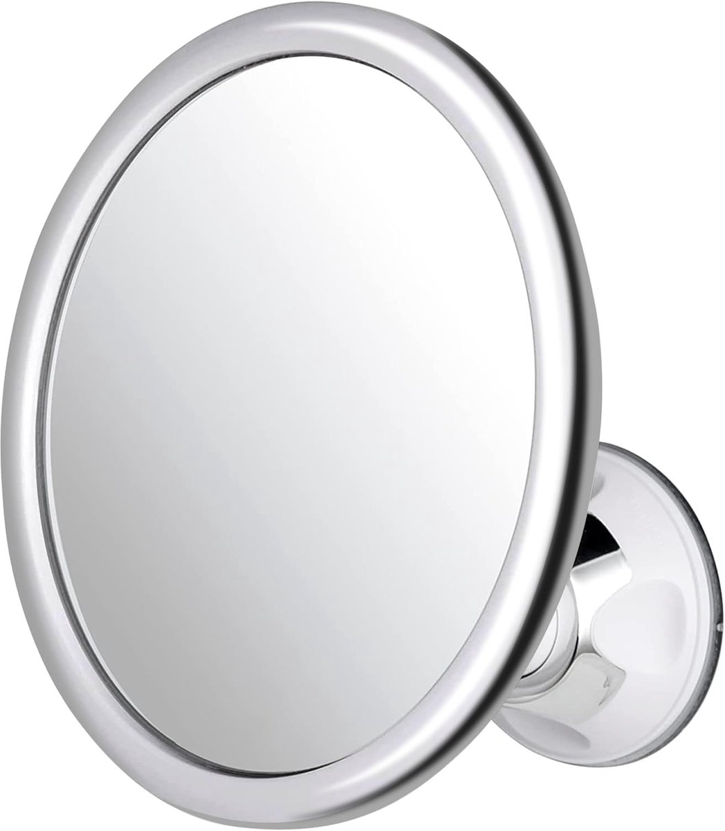 SnelShoppen - Anti-Fog Douche Spiegel - Mistvrij Shaving Mirror 17cm rond - Schokbestendig met 360° Rotatie en Verstelbare Zuignap - Classic Chrome