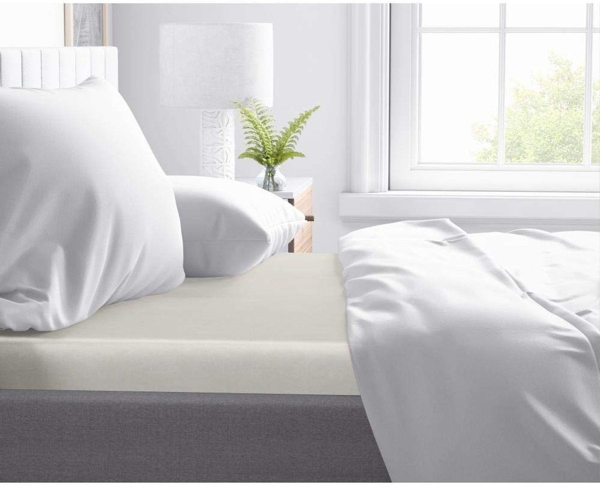 Dailygoods- Hoeslaken 100% Katoen-Satijn - Perfecte Pasvorm - Standaard Toppers 10-12 cm - Zacht als Zijde - Kreukvrij - Neutrale Kleur - Matraslaken
