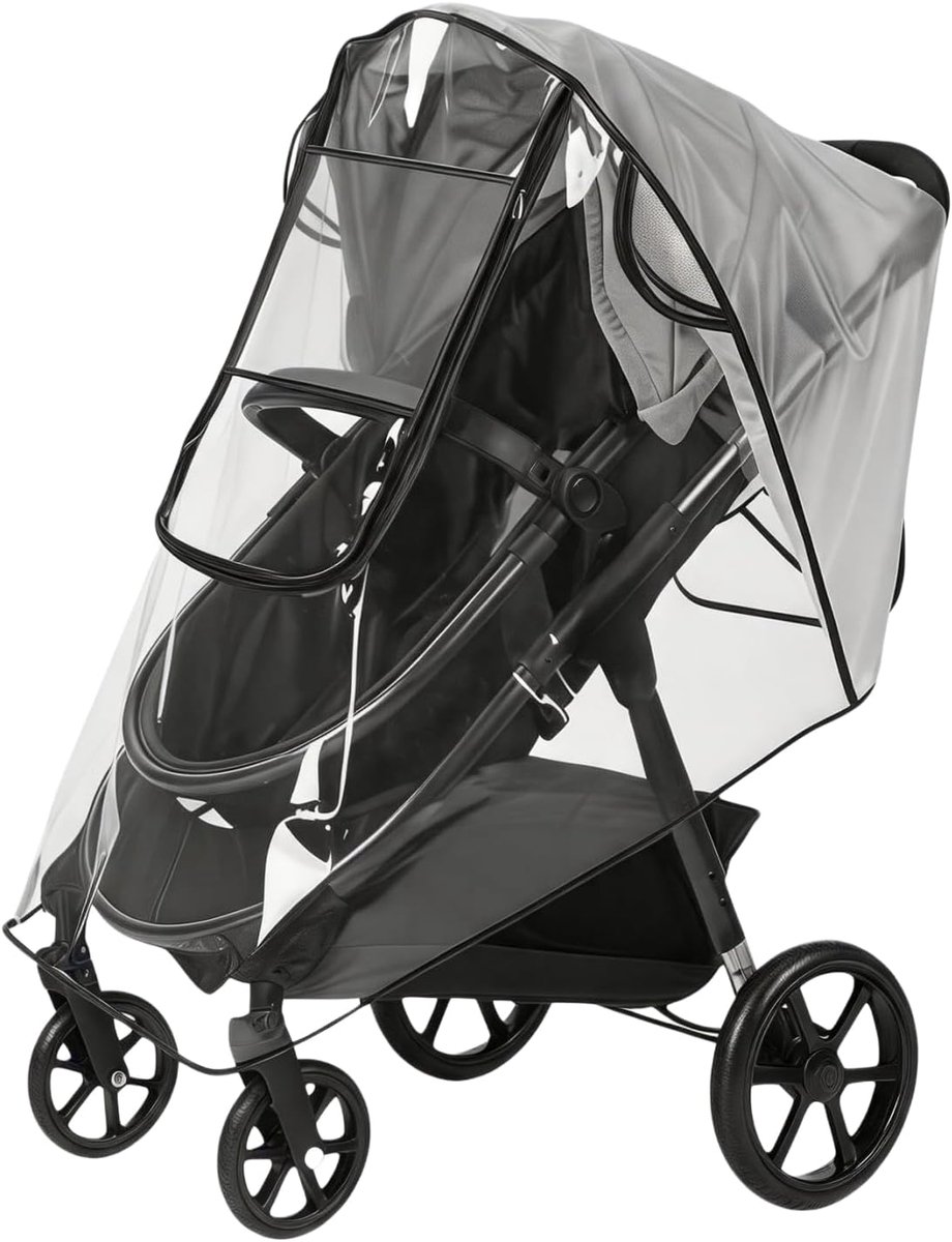 Thijox - Universele Regenhoes voor Kinderwagen met Groot Raam - Ademend, Waterdicht, Winddicht & Sneeuwdicht - Voedselveilig EVA - Compatibel met Alle