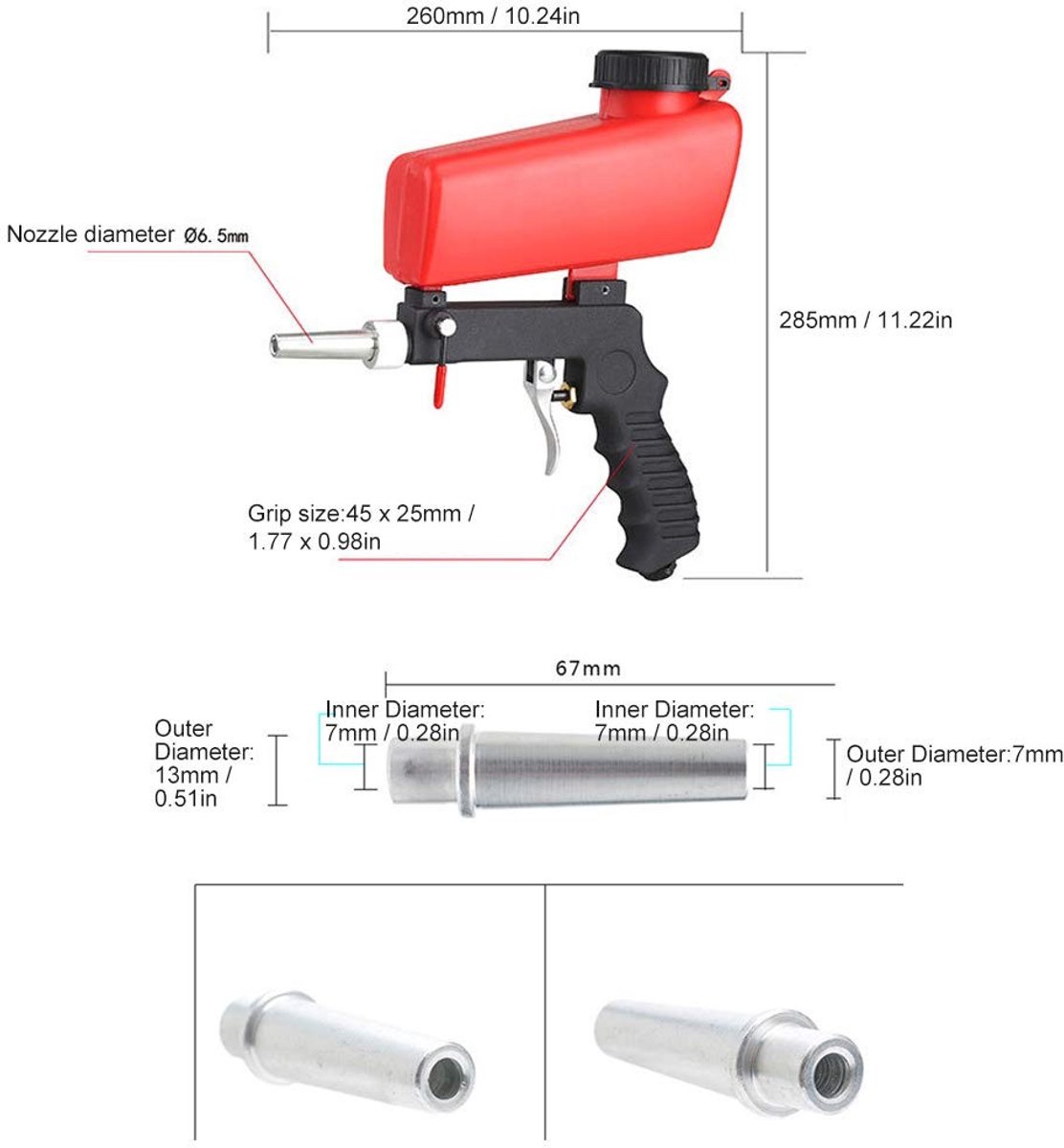 Dailygoods- Pneumatische Zandstraalmachine - Handheld - 20 Pond - Grote Capaciteit - Veiligheidsplaat - Voor Automobiel Onderhoud
