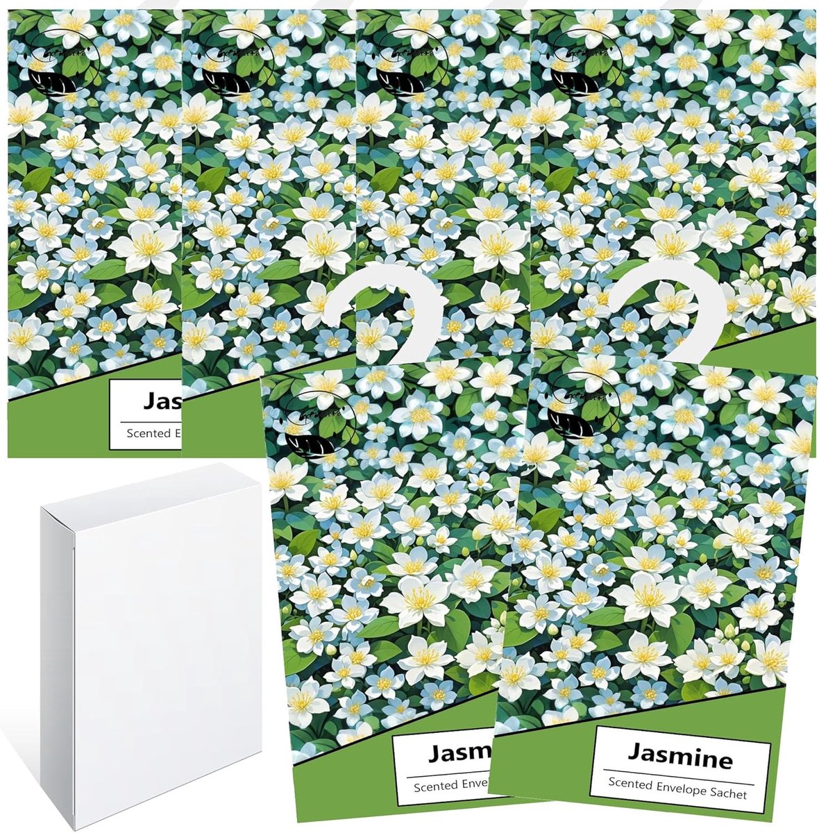 Thijox - 6-delige set geurzakjes voor kast, geur sachet voor kledingkast, luchtverfrisser met Jasmijn geur, natuurlijk materiaal, ideaal voor kleding,