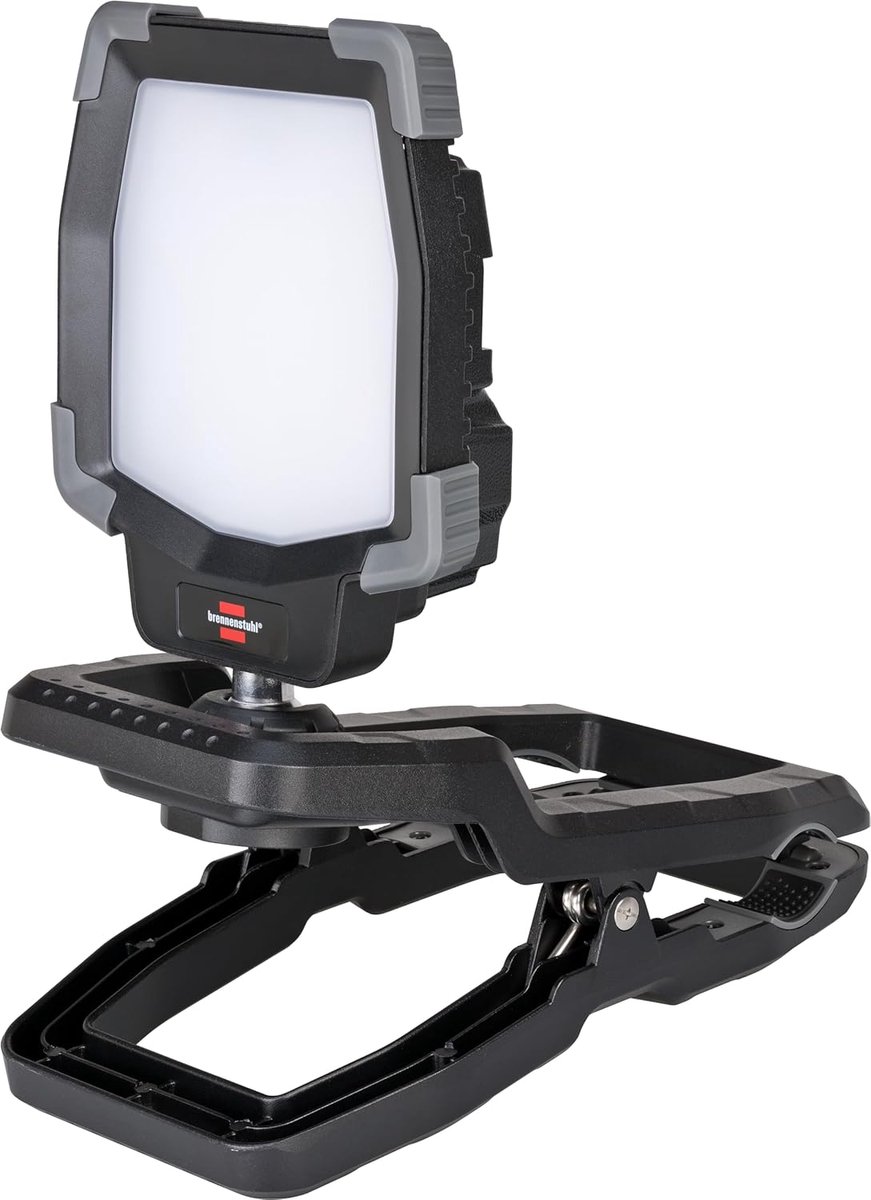 SnelShoppen - Klembare LED Werkspot 40W, 3800lm, Dimbaar, IP65, USB Powerbank, Lichtgewicht, Robuuste Kunststof, Zwart, Voor Camping, Klussen, Tuin, F