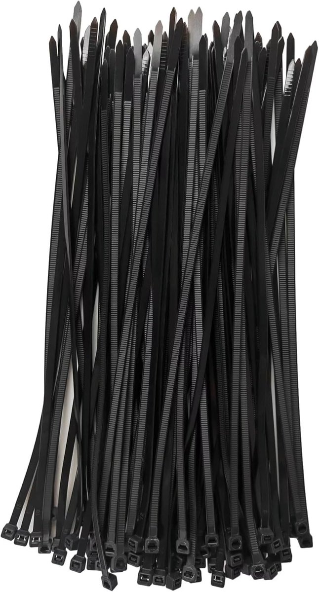 Thijox - Heavy Duty Kabelbinders Zwart 300mm x 4,8mm - 100 Stuks - Zelfsluitende Ritsbinders met 21,8 kg Treksterkte - Nylon Plastic Draadbanden voor