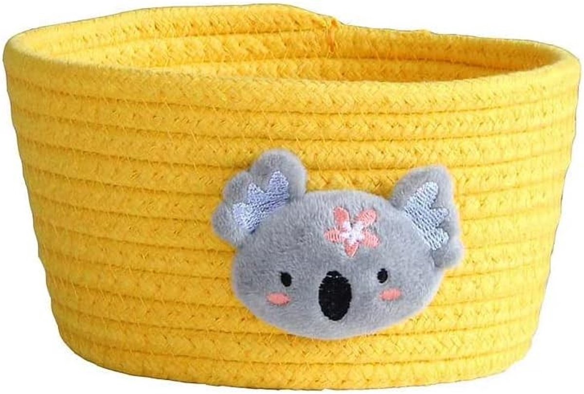 Schattige dierenopbergmand van katoen, multifunctionele organizer voor speelgoed, decoratie en accessoires, 16 x 9 cm, gele koala