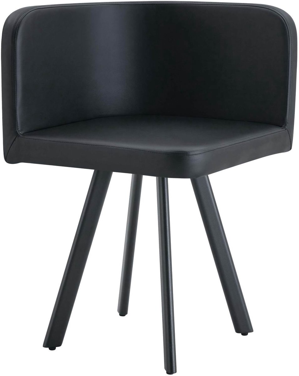 MIVRAY Eetkamerstoel - Modern Minimalistisch Design - Comfortabele Zitting Zonder Armleuning - Voor Eetkamer En Werkkamer - Kunstleer Zwart