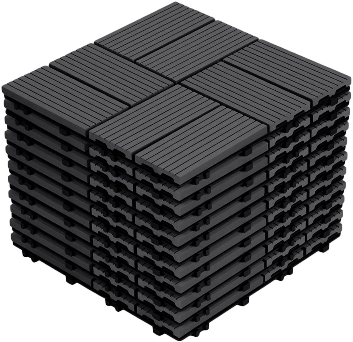 WPC Terrastegels 30x30 cm - 11 stuks - 1 m² - Antraciet - Kliktegels voor Balkon Tuin Terras