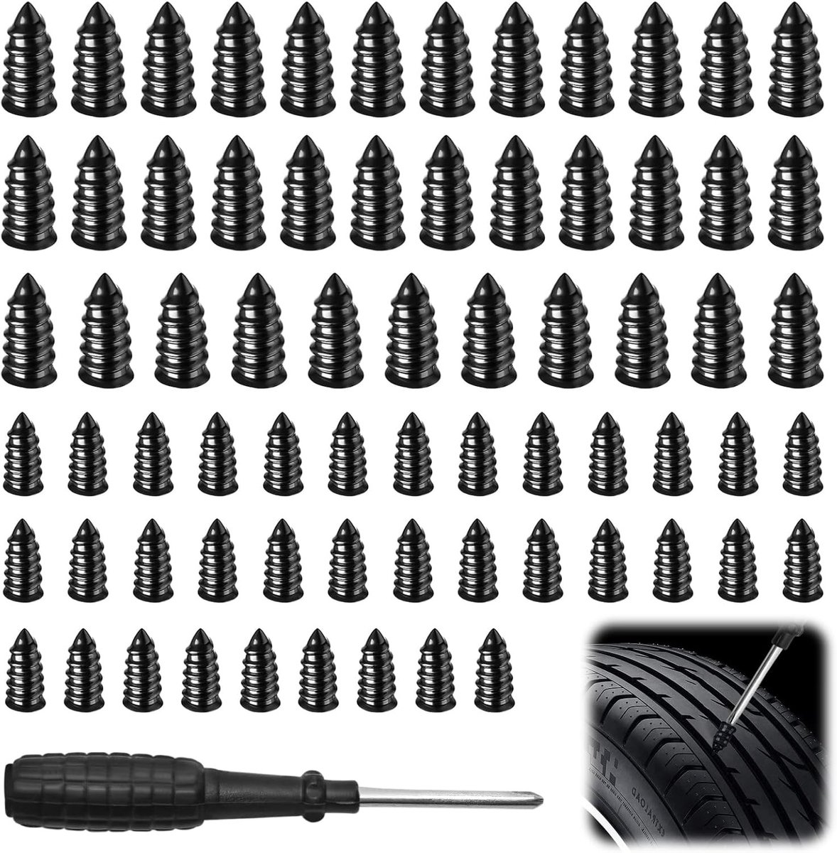 70 Stuks Vacuüm Bandenreparatie Spijkers met Schroevendraaier - Complete Set voor Fiets, Auto, Motor en Vrachtwagen
