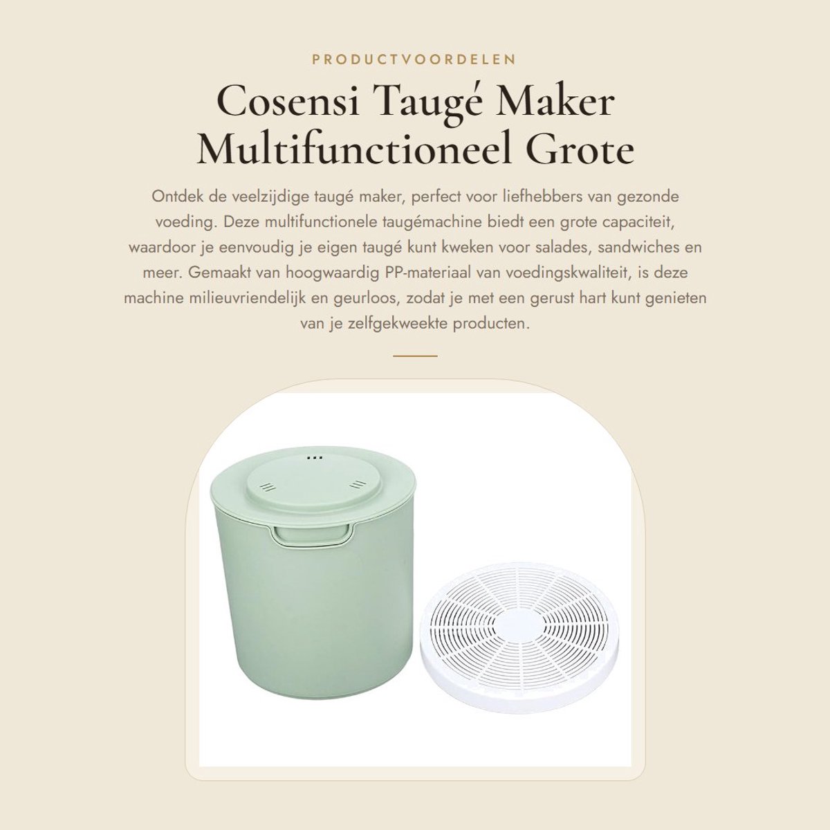 Dailygoods- Taugé Maker Grote Capaciteit - Multifunctioneel - Voedingskwaliteit PP - Gemakkelijk te Reinigen - Volautomatisch - Ideaal voor Taugé en Natto - Zaadkiemmachine