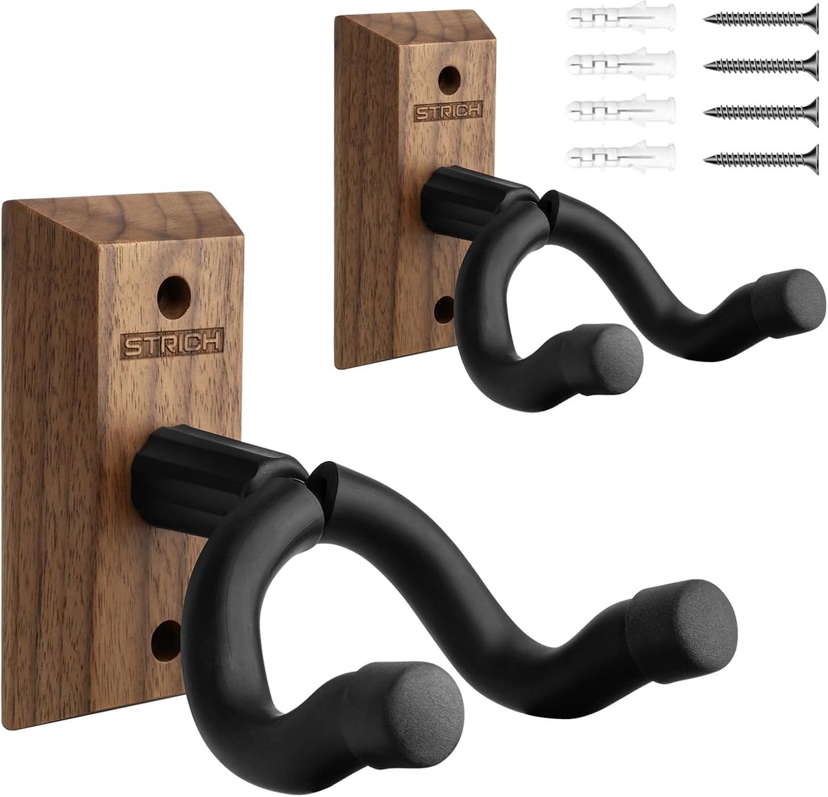 Thijox - Gitaar muurbevestiging 2-pack - U-vormige muurhanger voor akoestische en elektrische gitaren, bas, ukelele, viool, mandoline, banjo - Zwarte