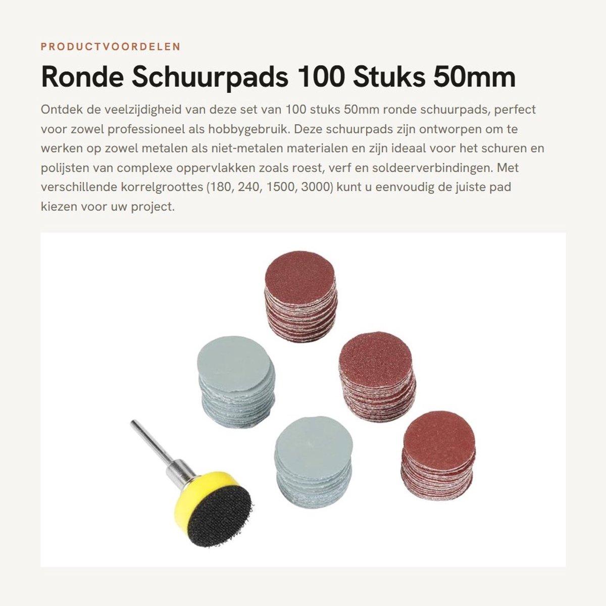 Dailygoods - Ronde Schuurpads - 100 Stuks 50mm - Diverse Korrel - Polijstschijven - Schuurmaterialen - Voor Schuren en Polijsten - Formaat 50mm