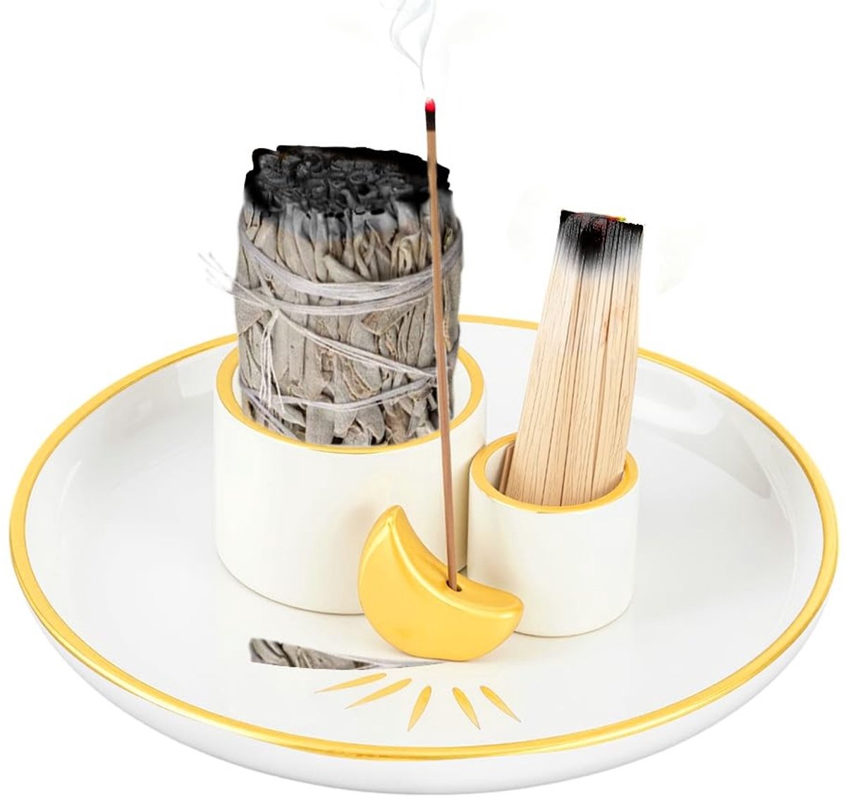 Dailygoods- Wierookhouder Gouden Porselein - Multifunctionele