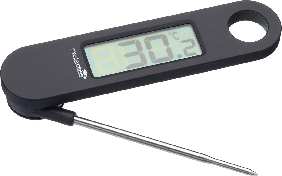 SnelShoppen - Digitale Vlees Thermometer met Vouwbare Proef, Zwart - Nauwkeurige Temperatuurmeting voor Rundvlees, Varkensvlees, Kip, BBQ, Keuken en G
