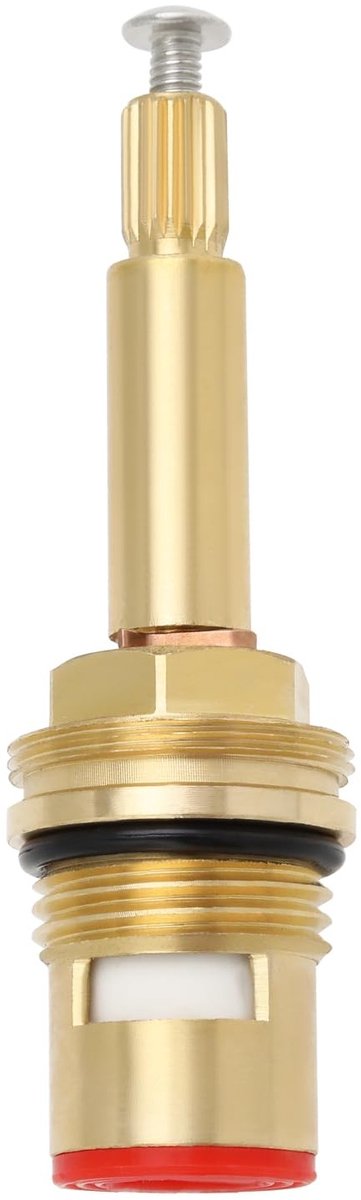 Dailygoods- Kraan Cartridge Rood - Messing/Keramiek - 1/2" Inlaatverbinding - Max. 90°C - Kwartslag 20 Tanden - Geschikt voor Keukens/Badkamers - Kraanklep