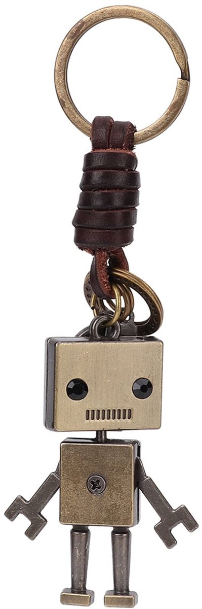 Dailygoods- Sleutelhanger Robot - Handgeweven Band - Retro/Punkstijl - Metaal - 13 cm - Decoratie Geschenk - Sleutelring