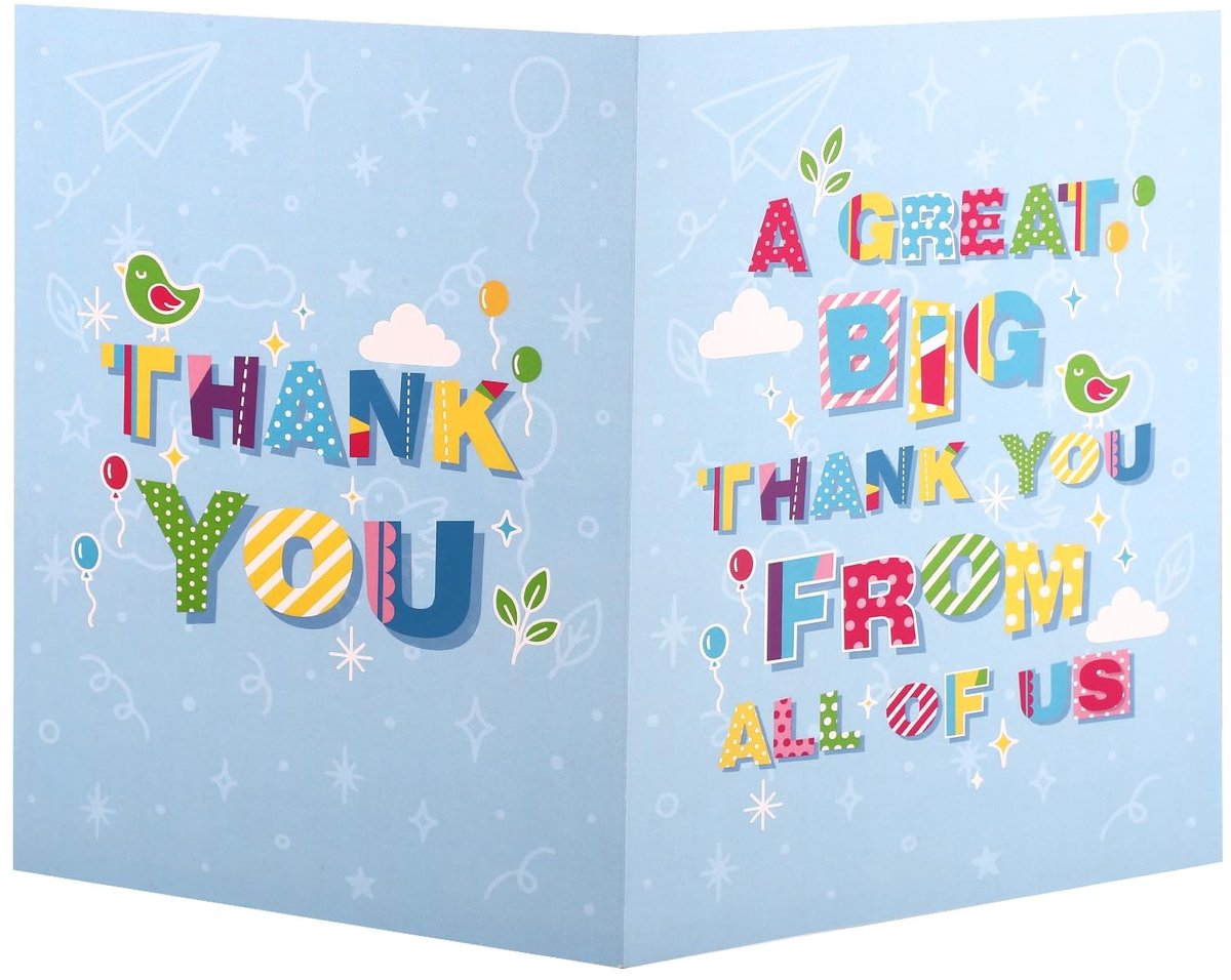 Dailygoods- Waardering Wenskaart Extra Groot - Bedankkaart - Bedankkaartje Collega - Bedankkaartje Leraar - Bedankkaartje Baas - Papier 40x27cm