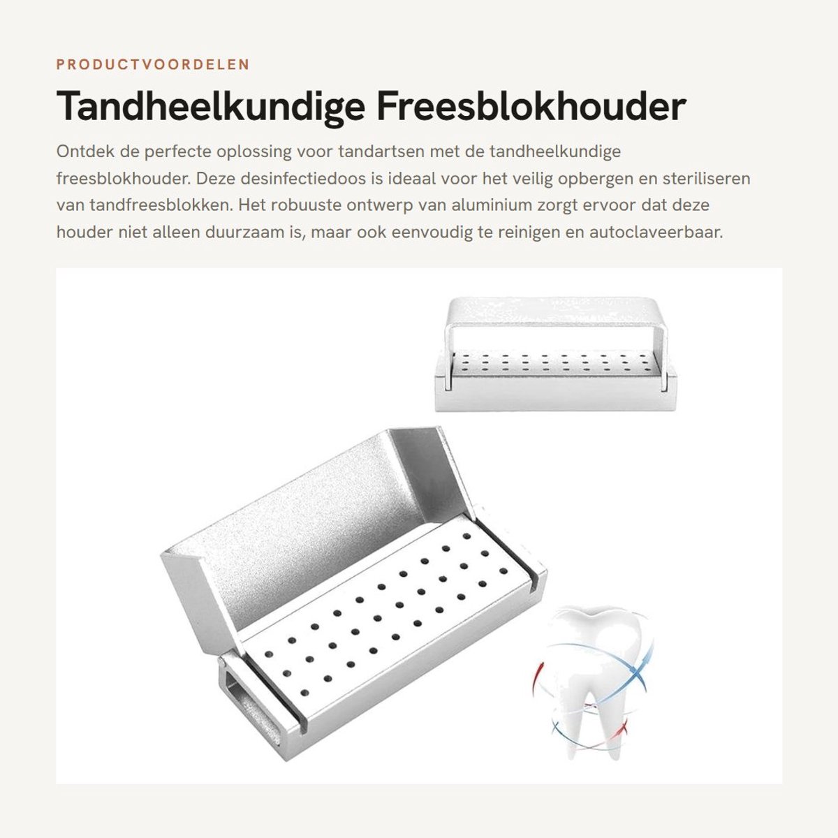 Dailygoods- Freesblokhouder 30 gaten - Aluminium desinfectiedoos - Autoclaveerbaar - Roestvrij staal - Tandarts gereedschap - Sanitair en milieuvriendelijk