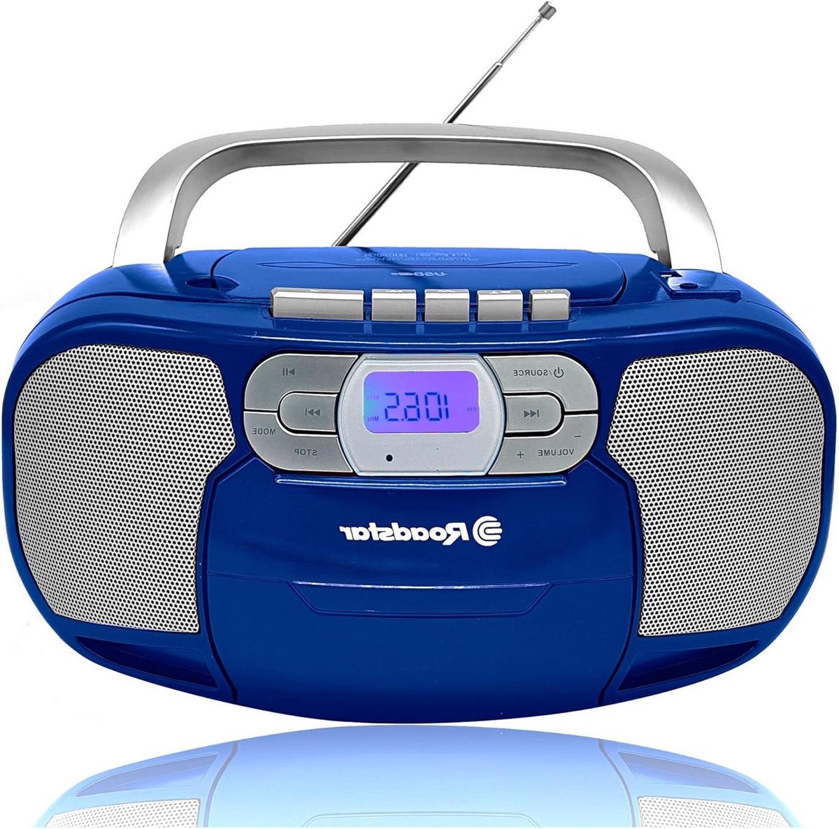 Draagbare Radio - Boombox Cassette - Muziek Luisteren - PLL FM Tuner - 2 Luidsprekers - Blauw