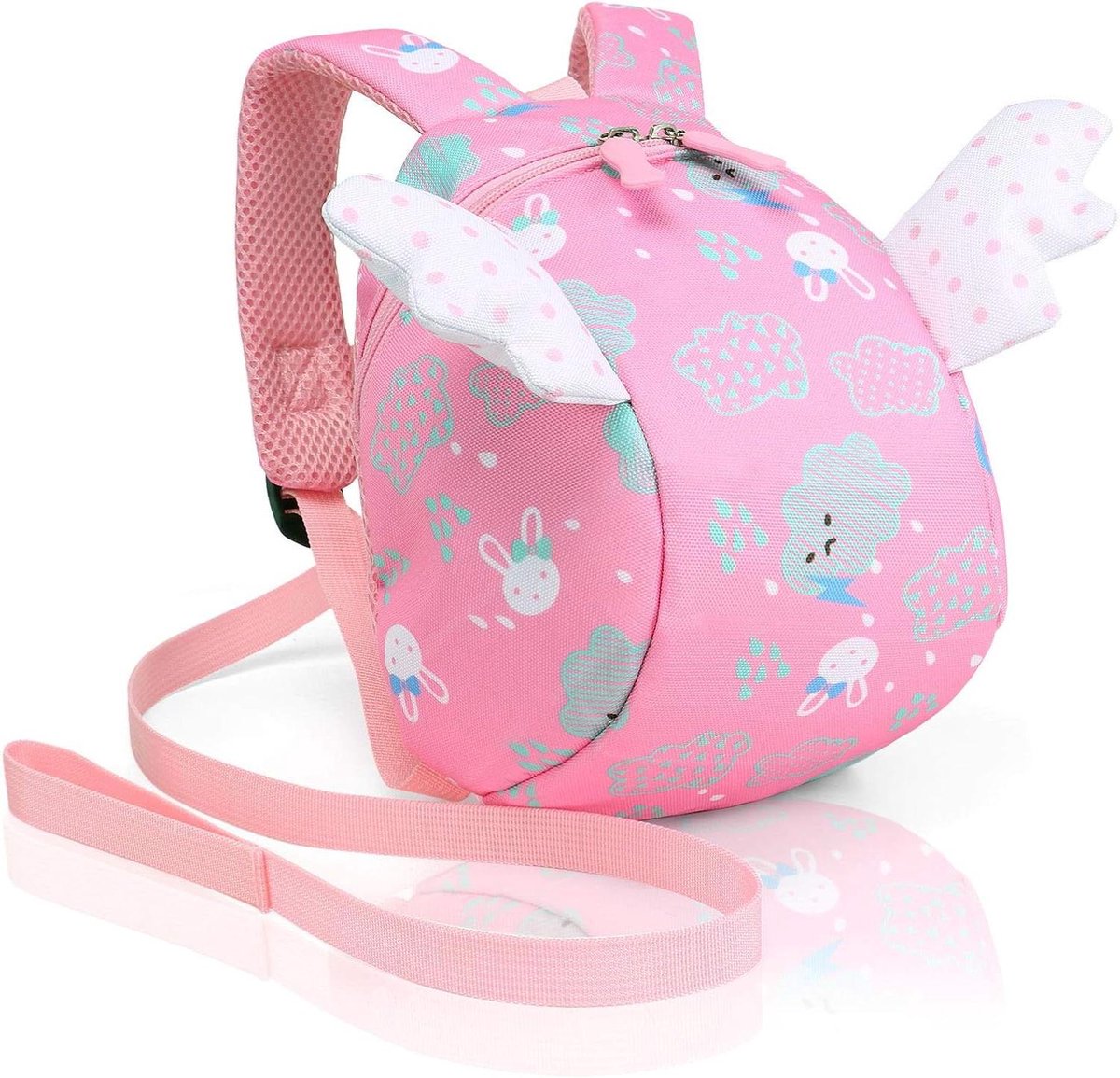 Peuter Rugzak - Kinderen Veiligheid - Veilig Op Pad - Met Afneembare Teugels - 25 cm Hoog - Konijntje Roze