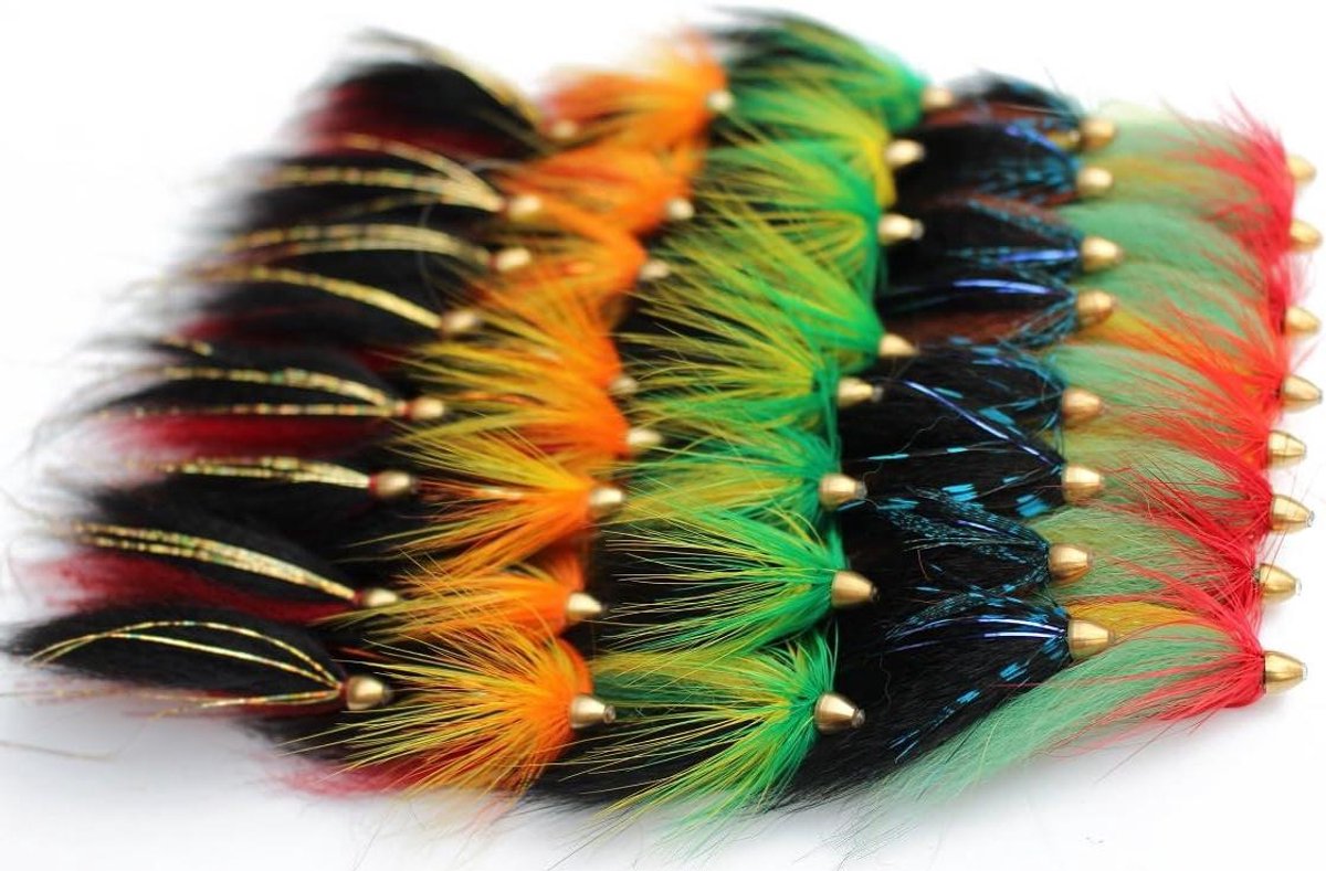 Vliegvissen Kunstaas Set - Streamer Vliegen - Forel Vissen - Met Koperen Kop - 40 Stuks - Meerkleurig