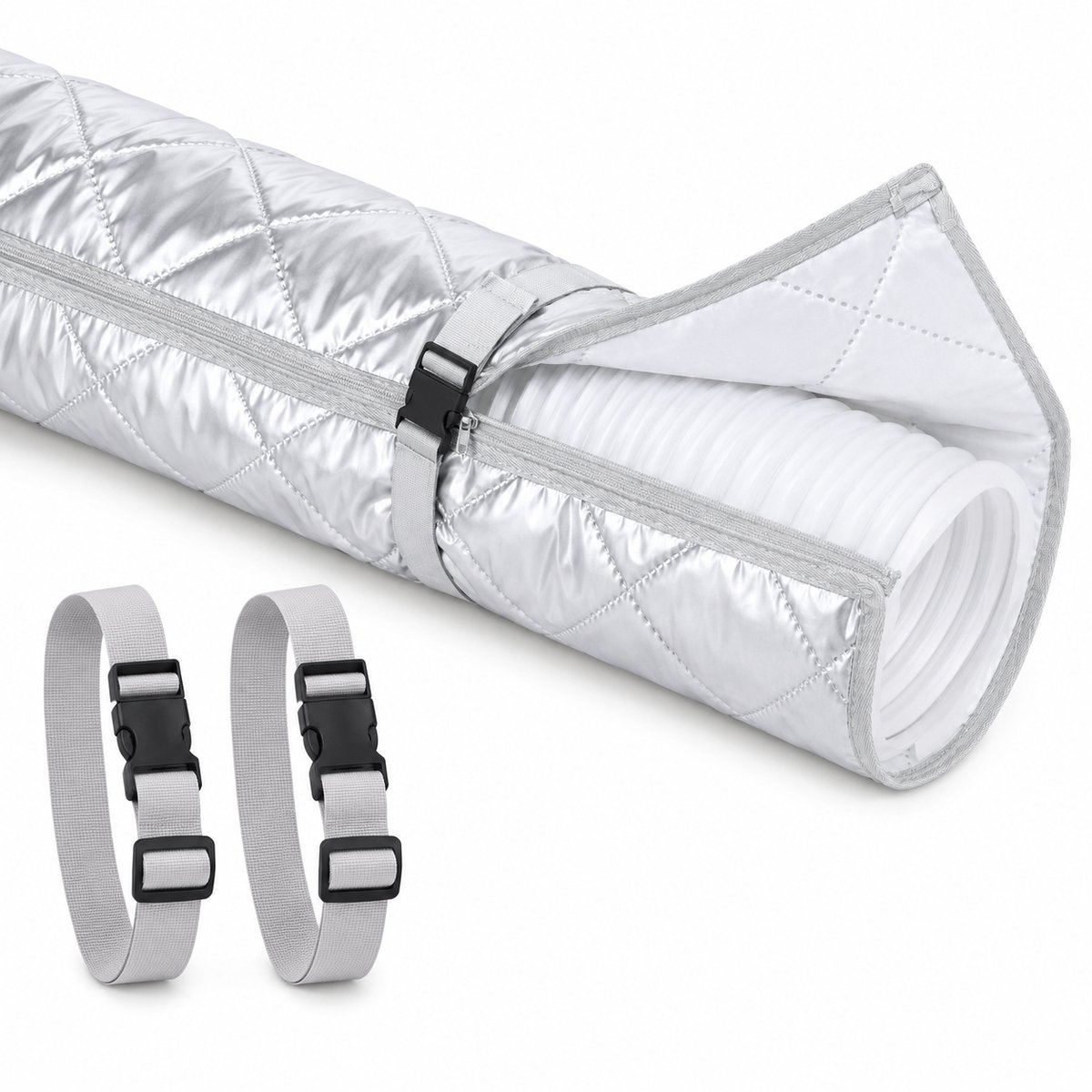 VHV - Airco Slanghoes - Isolatiehoes met Rits 150 x 52 cm - Zilver - Voor Mobiele Airco