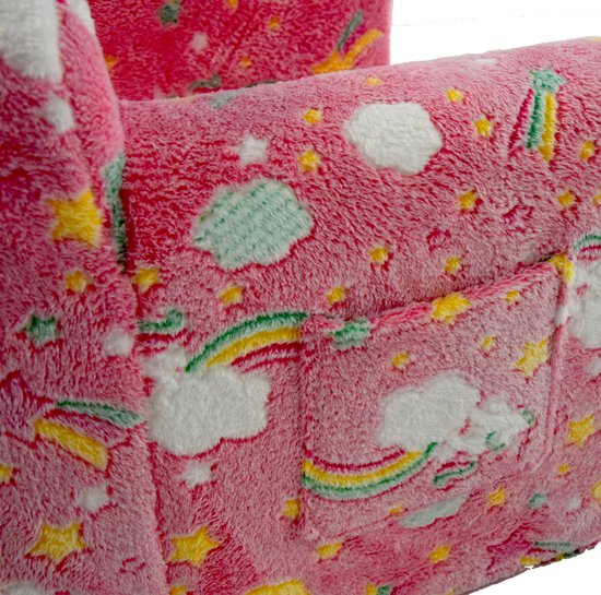 MIVRAY Fauteuil 64 x 49 x 49 cm - Kinderfauteuil Met Armleuningen En Draaggreep - Voor Slaapkamer En Speelhoek - Stof Roze van MIVRAY — afbeelding 3