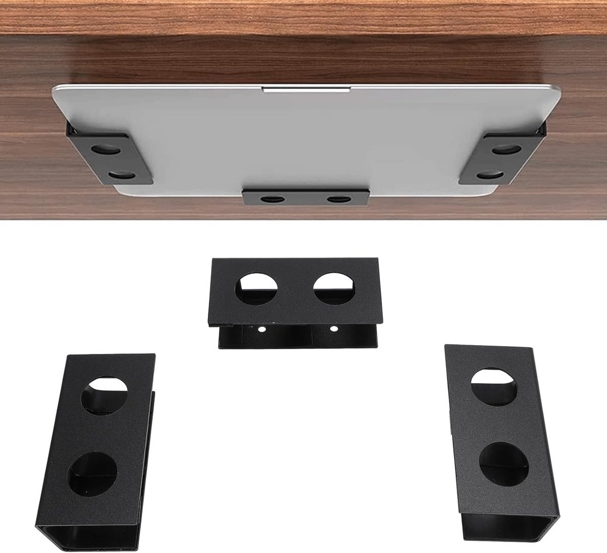 Aluminium Laptop Houder Onder Bureau met Krassenbestendige Silicone voor Tablets en Toetsenborden